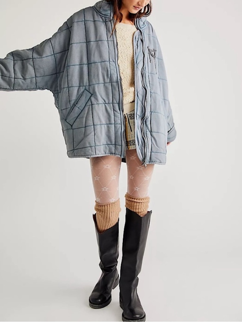 FREE PEOPLE Dolman Quilted Jacket in Silver Lining Size Small - Picture 3 of 10